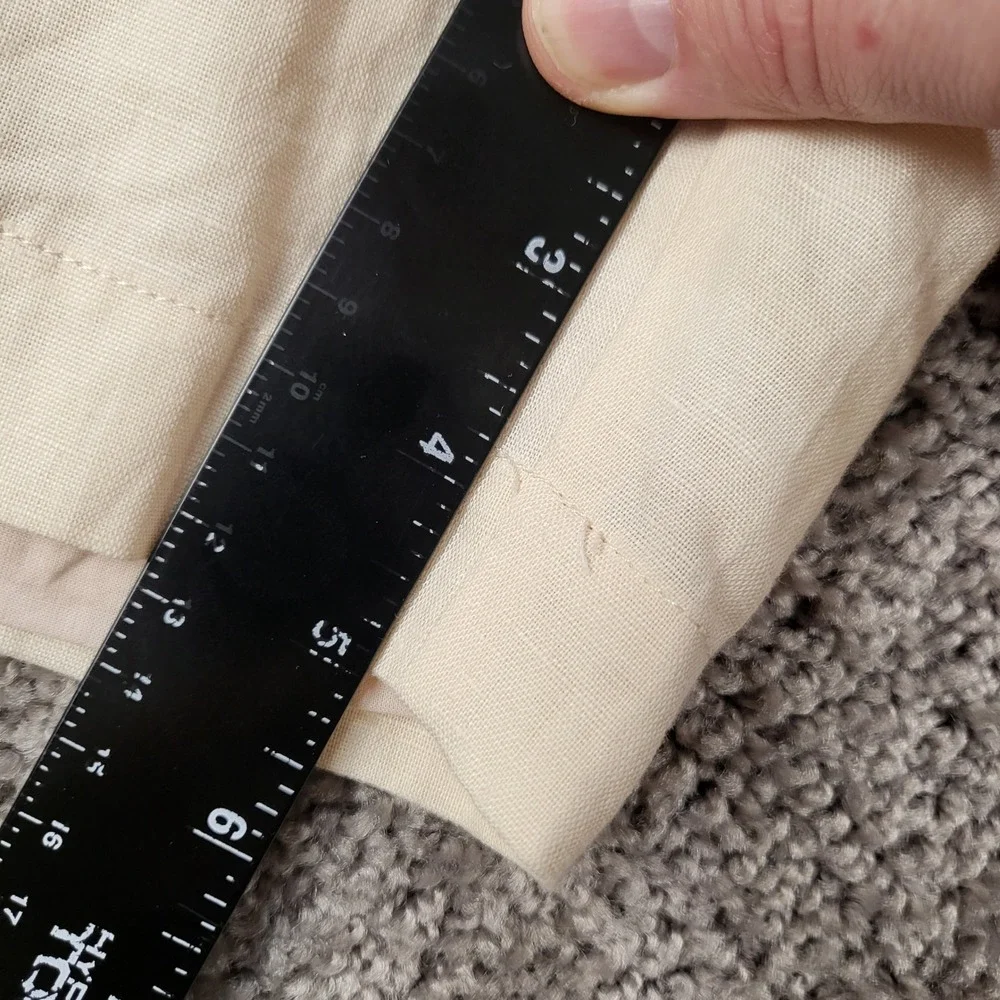 Esqualo Womens Natural Linen Pleated Shorts‎ HS22.17210 Cream Size L NWT
